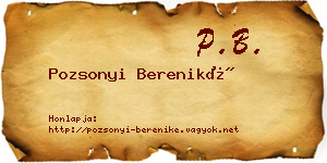 Pozsonyi Bereniké névjegykártya